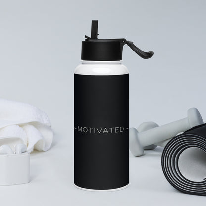 Motivated - Blank Black Stainless steel water bottle with a straw lid