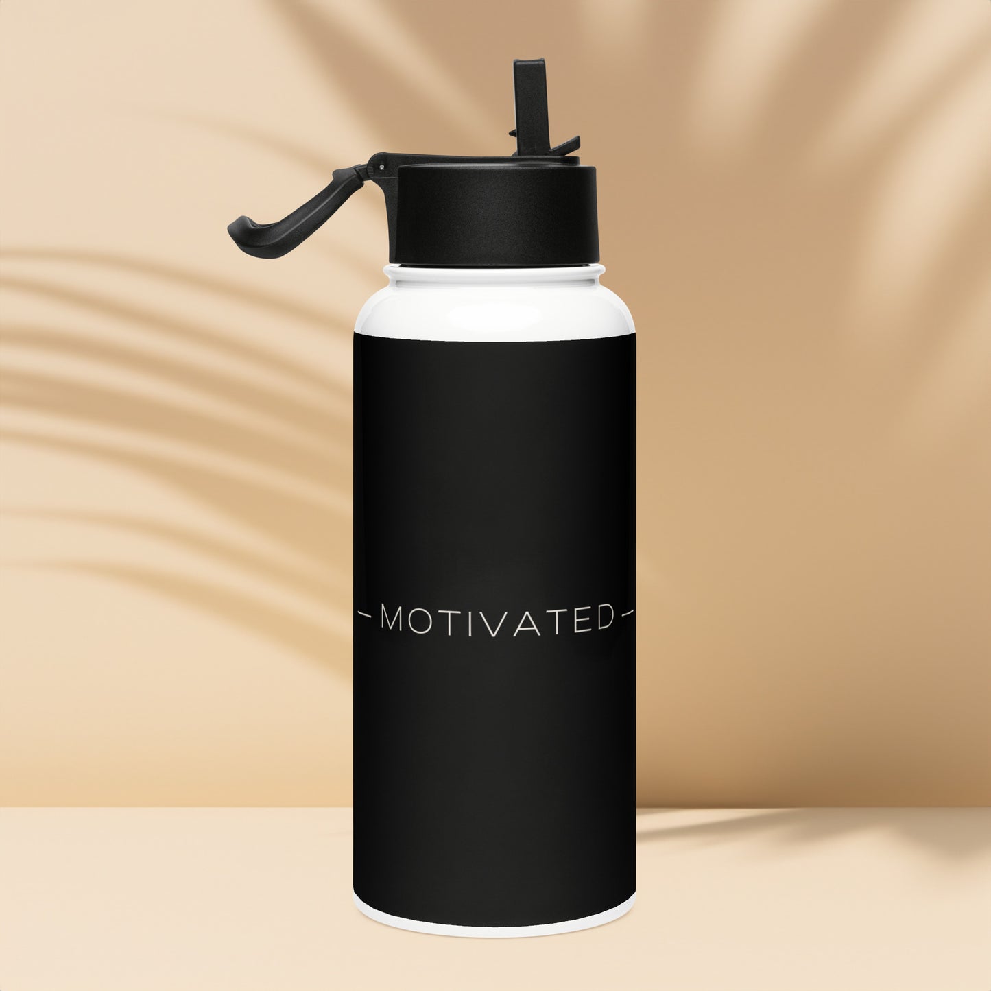 Motivated - Blank Black Stainless steel water bottle with a straw lid